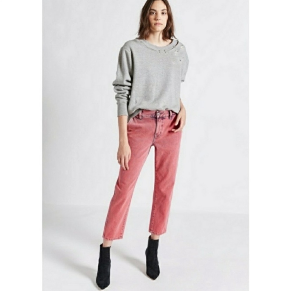 Current/Elliott Confidant Cropped Acid Pink Jeans Size 27